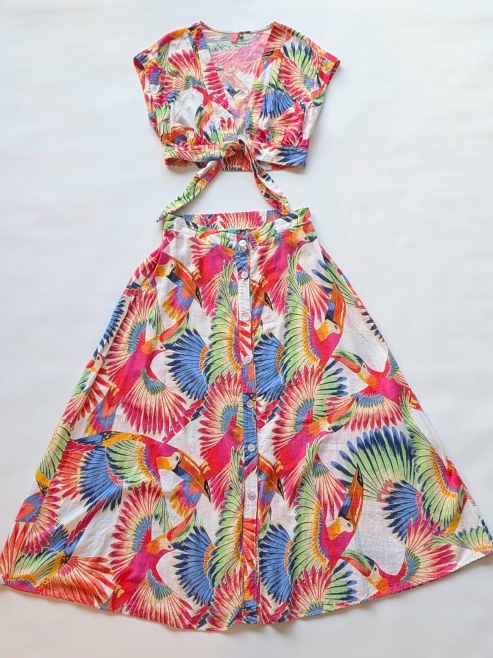 Farm Rio - Midi Skirt and Crop Top - Two-Piece Set - Picture 3 of 12